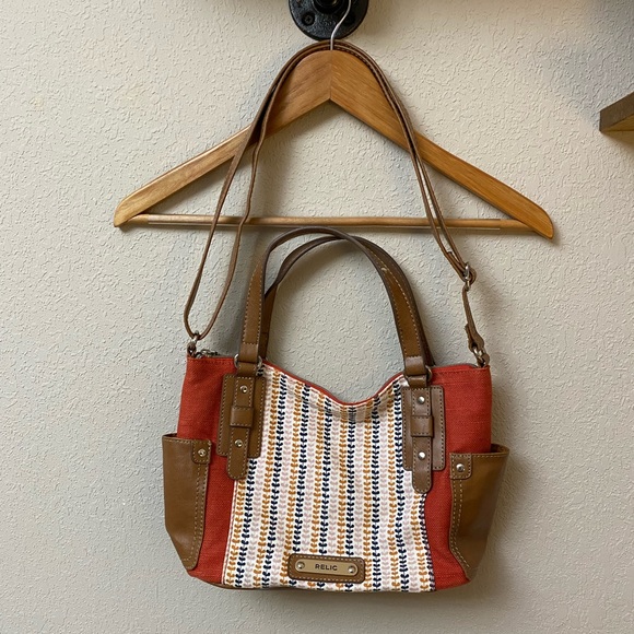 Relic Handbags - RELIC canvas printed slouchy handbag crossbody purse